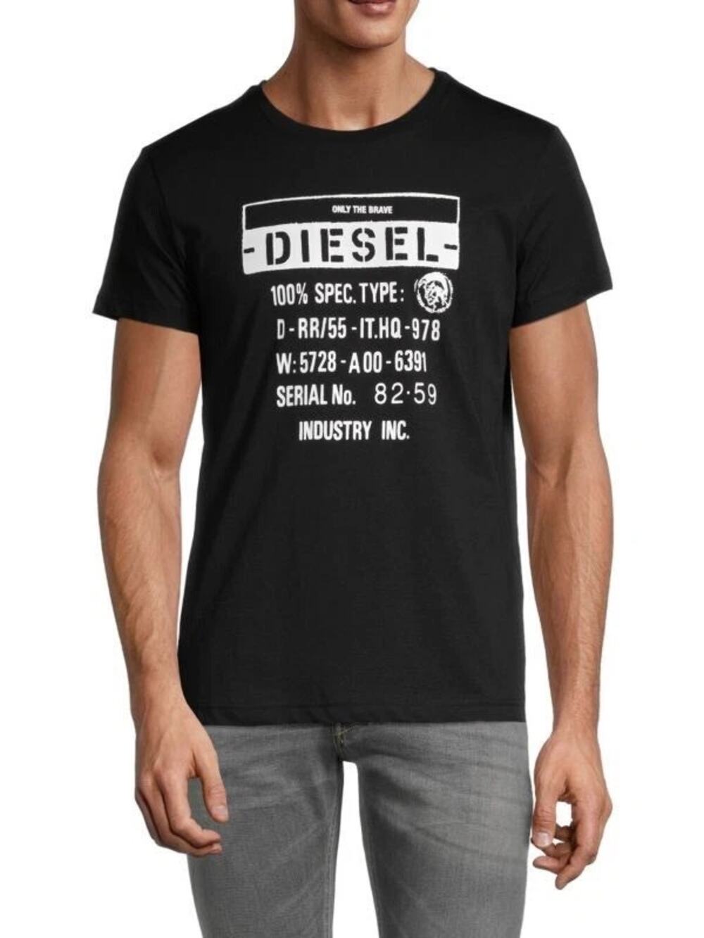 Diesel T-Diego-S1 Short Sleeve Crew Neck Graphic T-Shirt Black Men's Size Medium